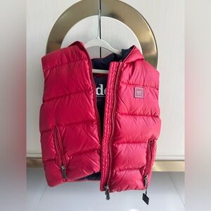 Red Puffer Vest with Zipper Pockets